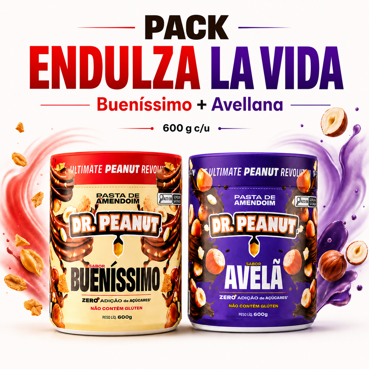 Pack endulza la vida  Dr. Peanut 600 g | Buenissimo + Avellana