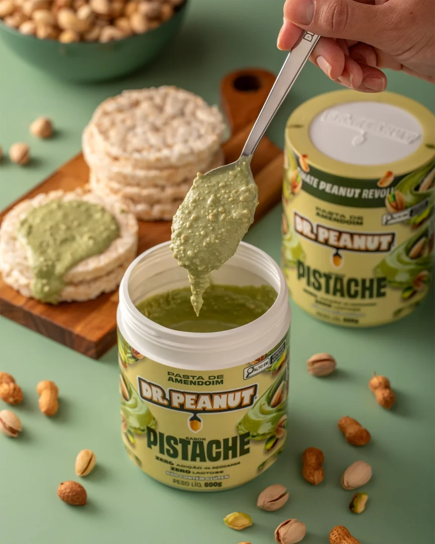 Mantequilla de maní con proteína sabor Pistacho - Dr.Peanut 600g.