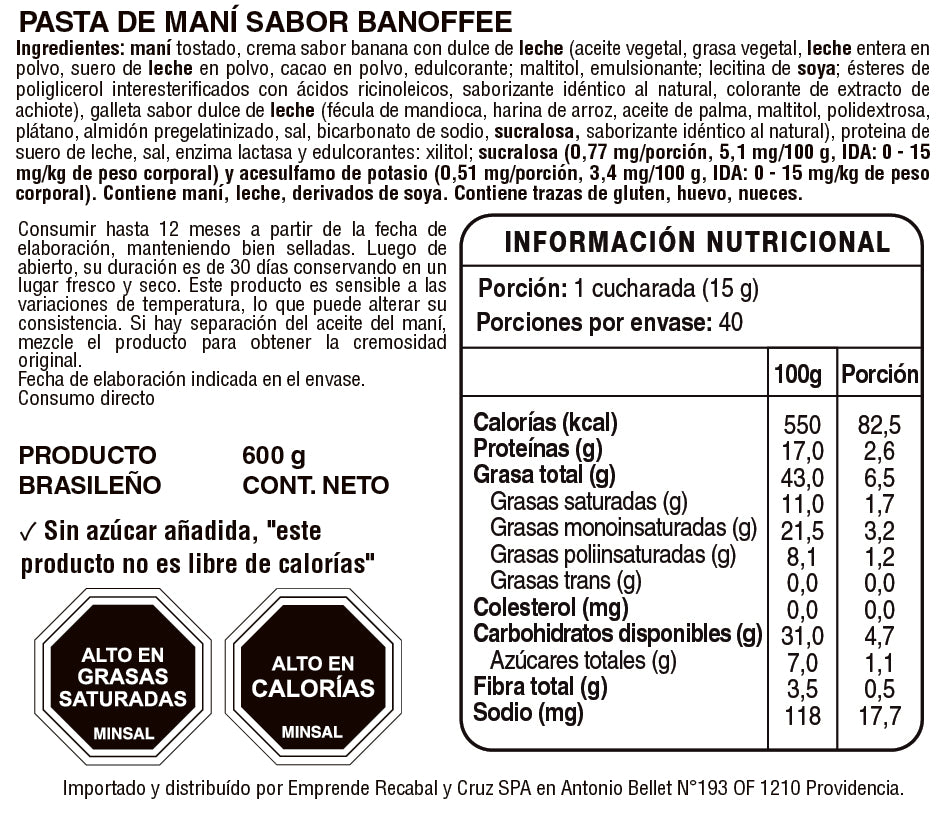 Dr. Peanut Mantequilla de Maní con Proteína Sabor Banoffee 600 g