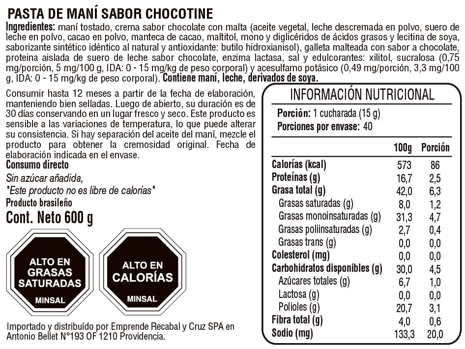 Dr. Peanut Mantequilla de Maní con Proteína Sabor Chocotine 600 g
