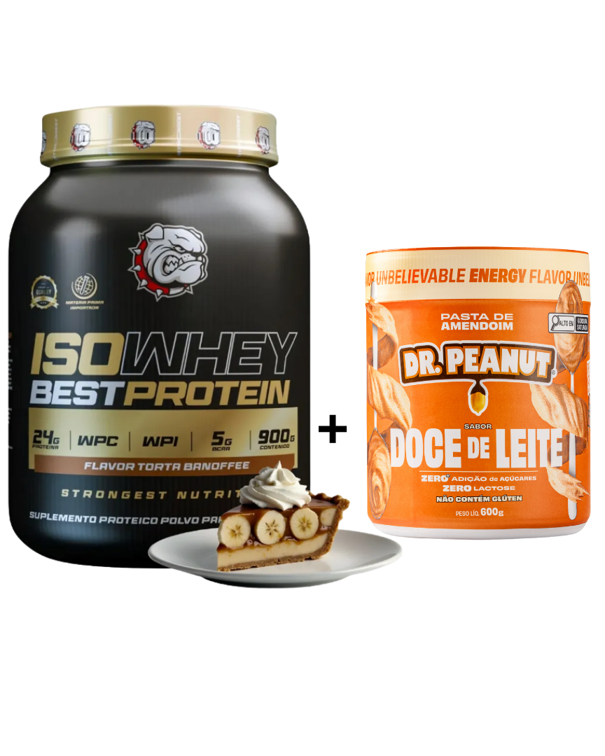 Súper pack Proteína sabor Torta Banoffe (900grs) + Dr, Peanut sabor dulce de leche (600 grs)